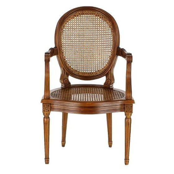 Fauteuil médaillon canné style Louis XVI