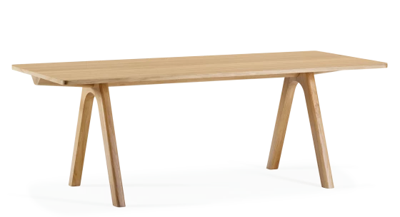 Table salle à manger en chêne 6 personnes teinte naturelle plateau bois 160x100 cm