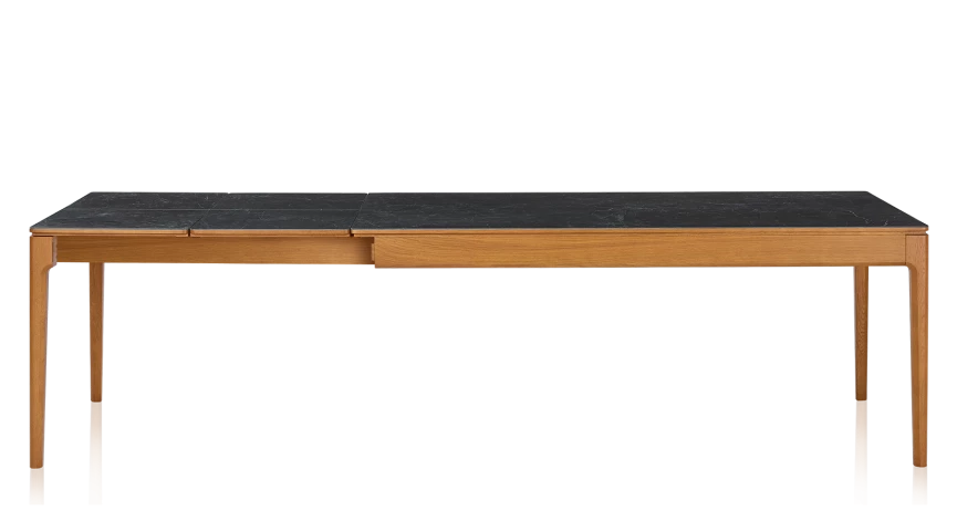 TOURAINE - Table carrée plateau céramique 1 allonge portefeuille de 60 cm