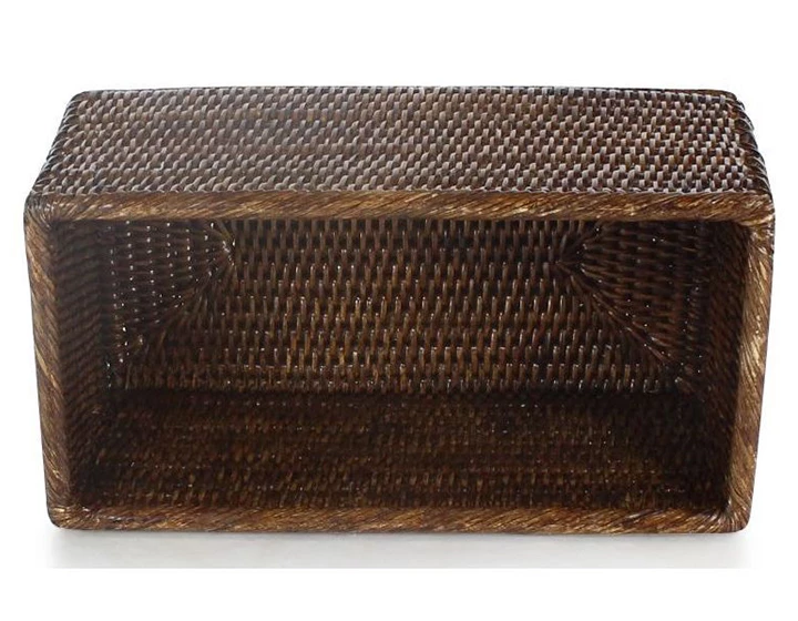 Panier rectangulaire en osier marron, 47x31x25h cm, avec couvercle